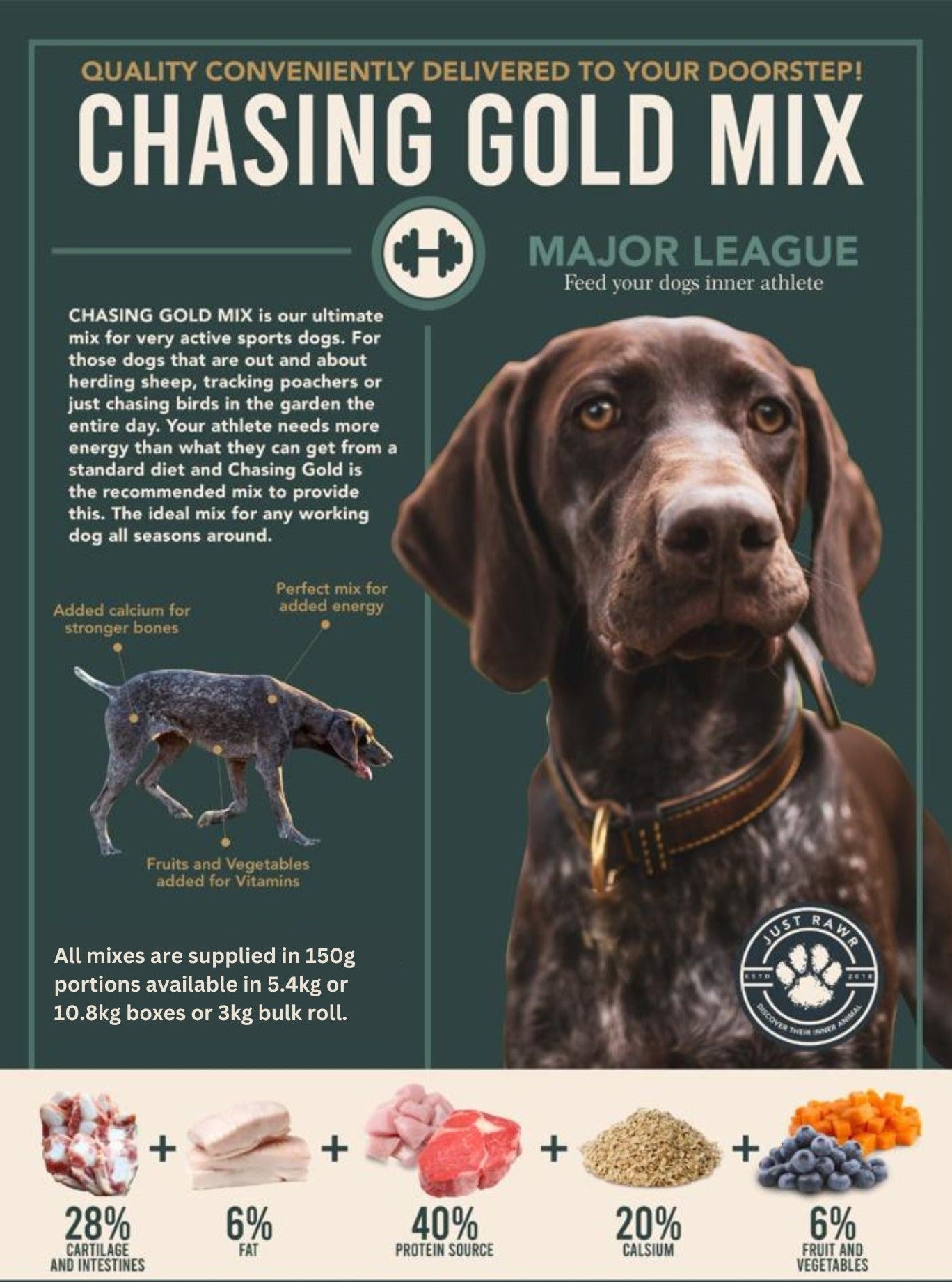 Chasing Gold 10.8kg (150g x 72 Sausage portions)