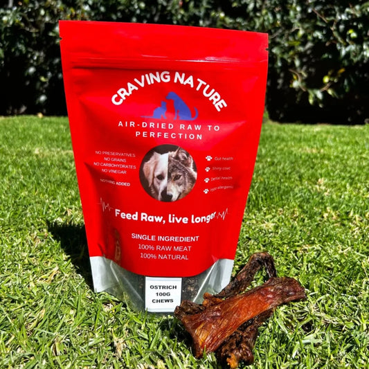 Dehydrated Ostrich Chews - With Supplier packaging