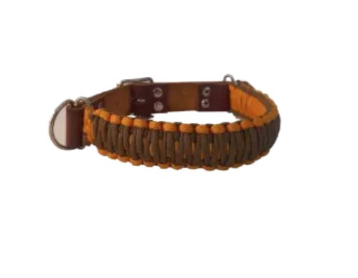 Brace-La-Knot | Dog Collar | Leather And Paracord | Medium