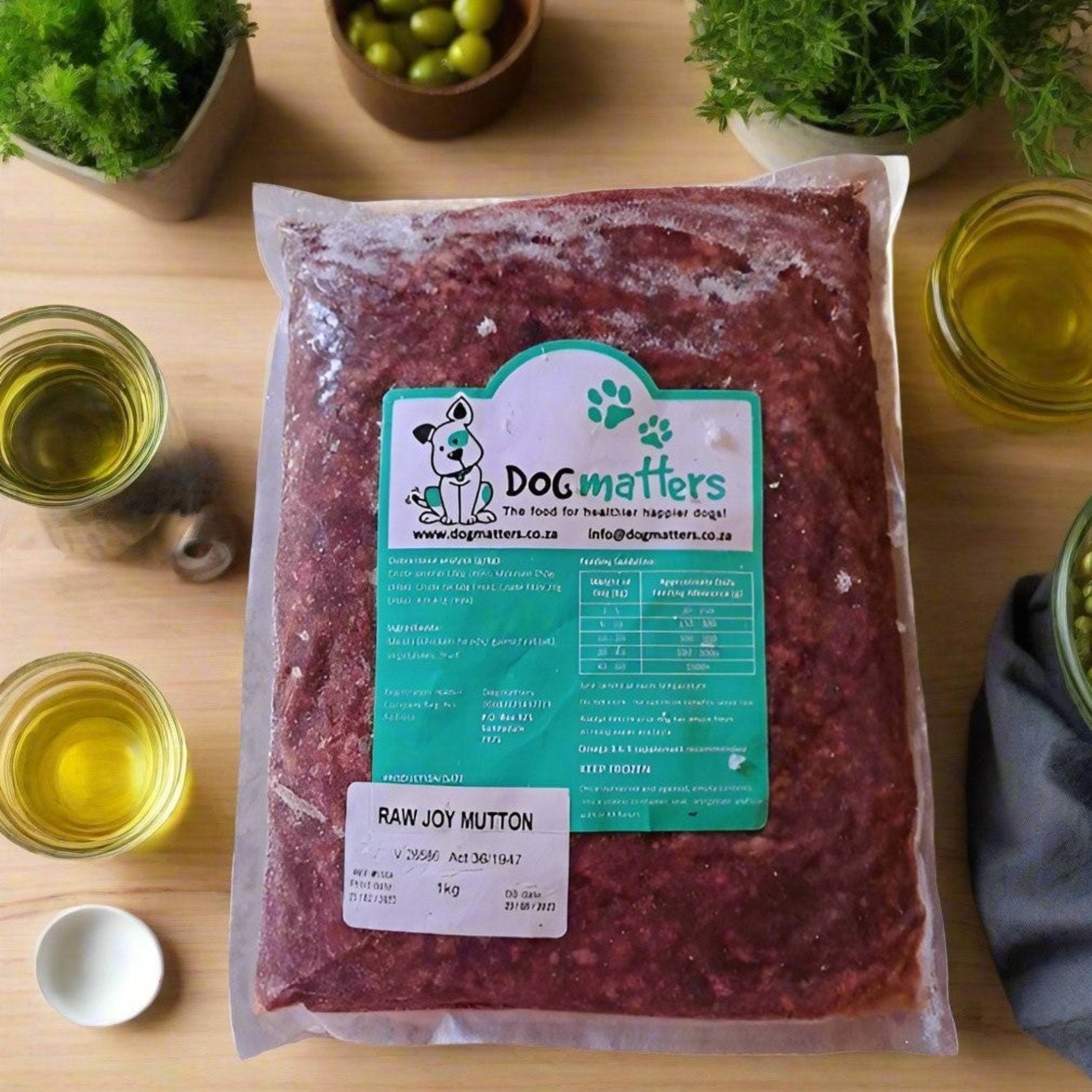 kg package of Dogmatters Mutton Meal, designed for optimal nutrition and health for all dog breeds.