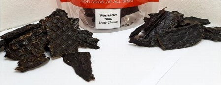Venison Liver Chews - Dehydrated - 100g (No supplier packaging)